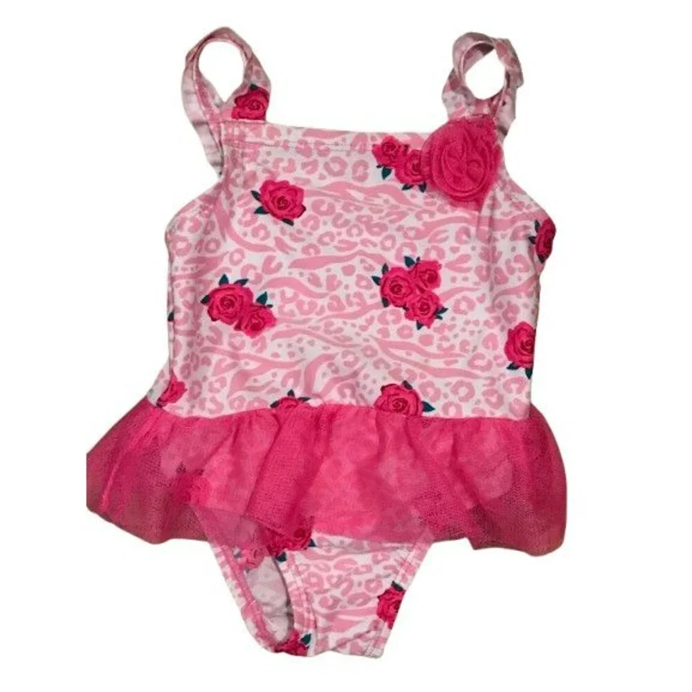 Baby Girl's 12-18 Months Swimsuit Children's Place Pink Floral Ruffle One-Piece